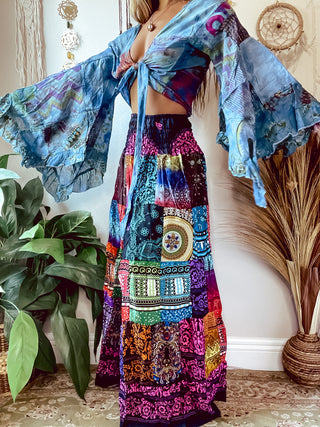 SMOCKED PATCHWORK SKIRT