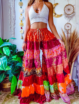 PATCHWORK TIERED PANTS