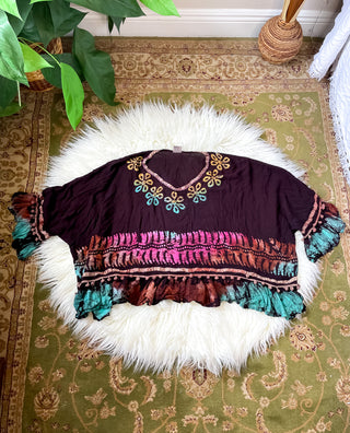 BLACK DYED EMBROIDERED TUNIC