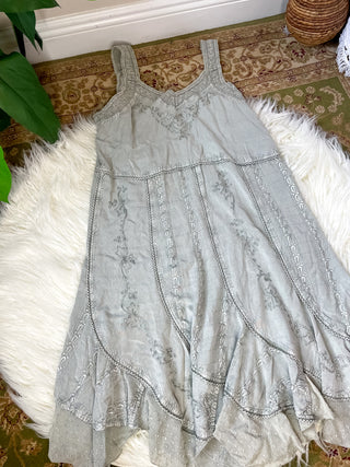 EMBROIDERED PIXIE CUT DRESS
