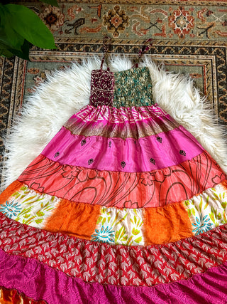 PATCHWORK TIERED DRESS