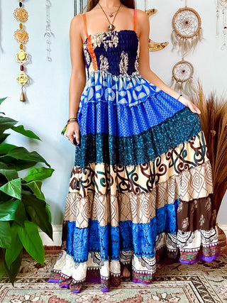 PATCHWORK TIERED DRESS