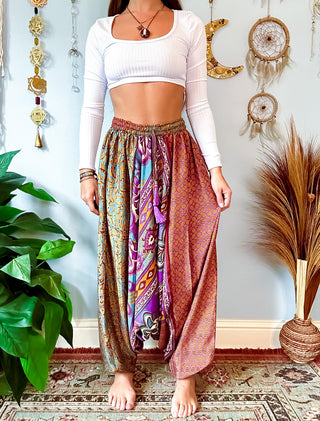 SILK DROP CROTCH HAREM TROUSERS