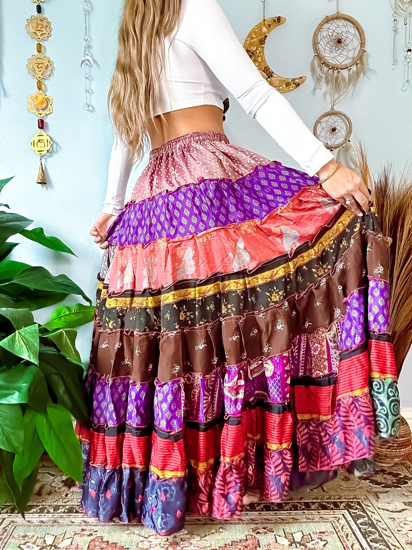 PATCHWORK TIERED SKIRT