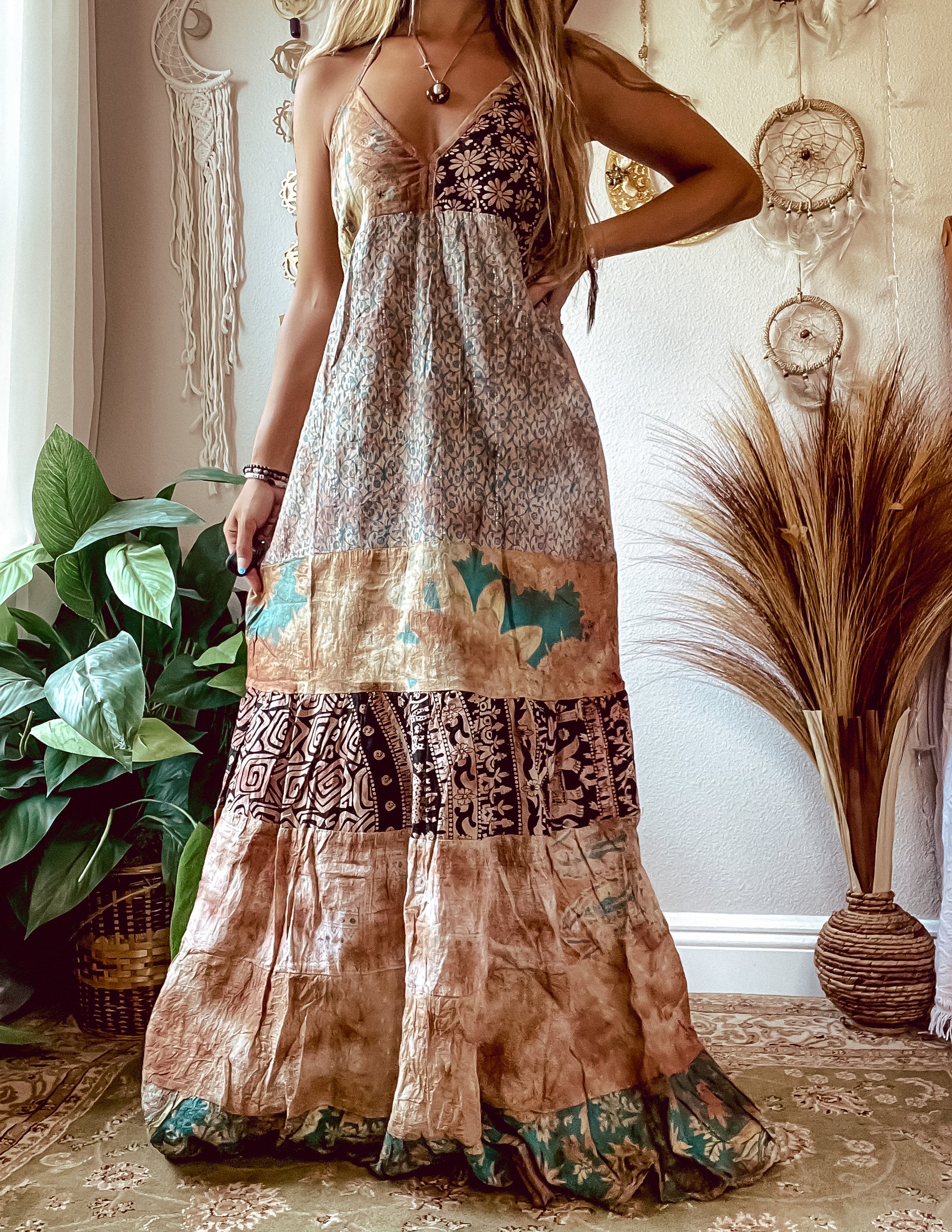 PATCHWORK TIERED DRESS