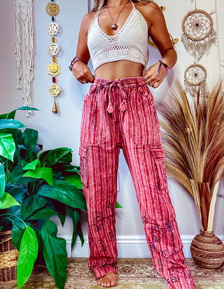 MELODIE STRAIGHT LEG TROUSERS - RED