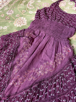 BURGUNDY EMBROIDERED PIXIE DRESS
