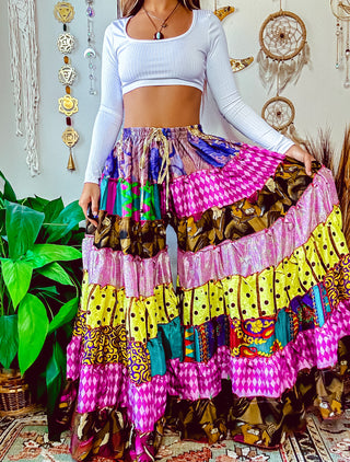 PATCHWORK TIERED PANTS (REGULAR)