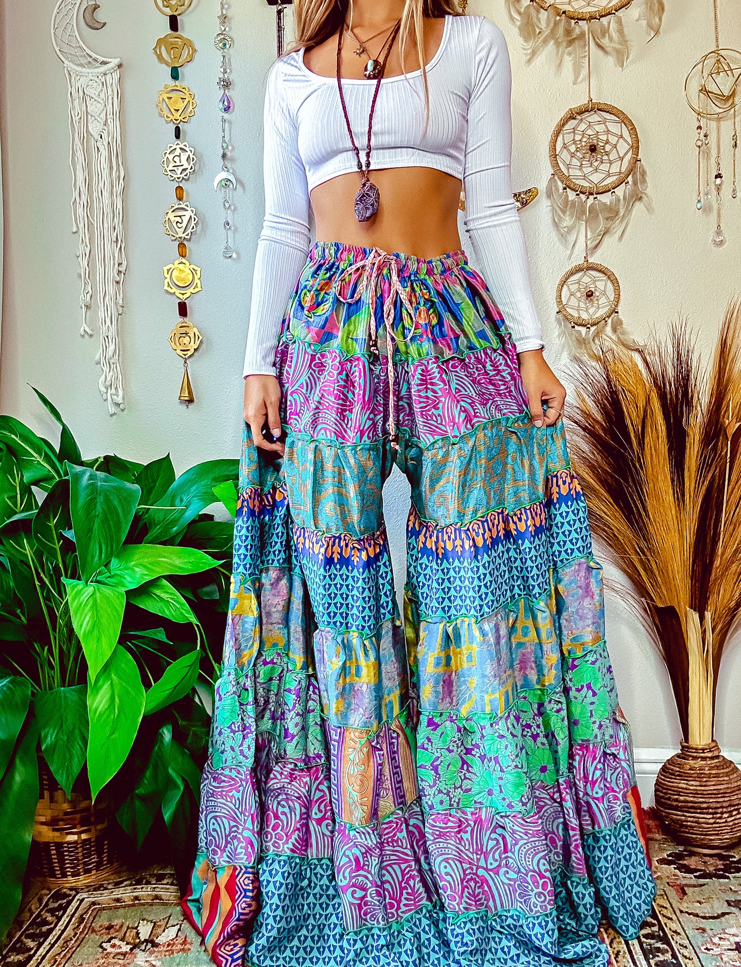 PATCHWORK TIERED PANTS (TALL)