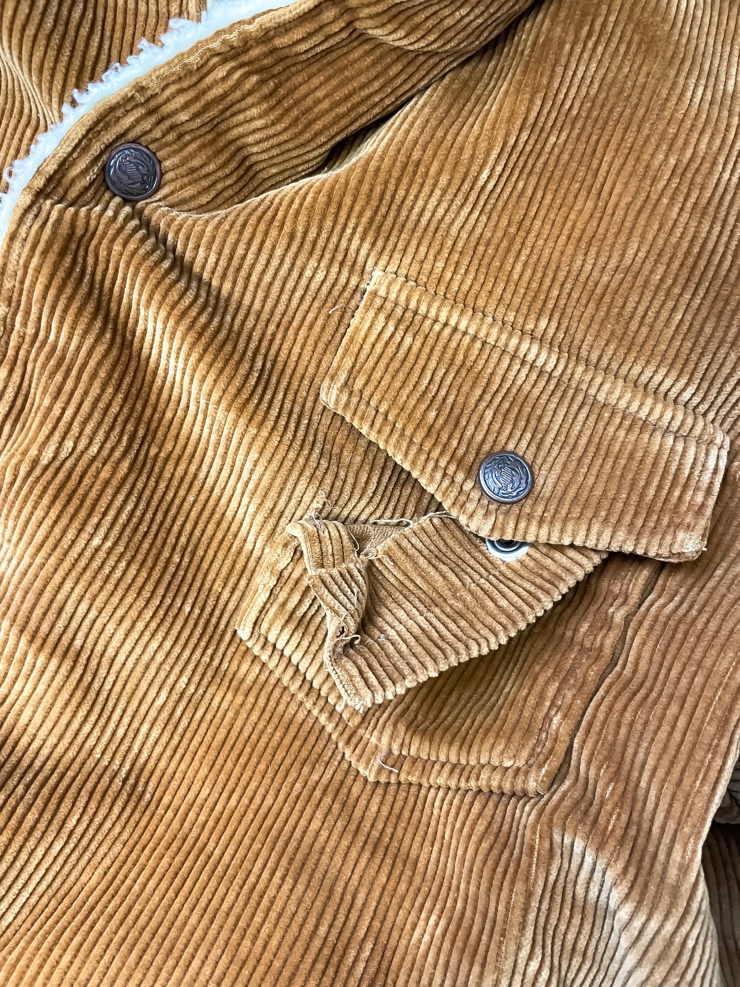Vintage Distressed Sherpa Lined Corduroy Jacket