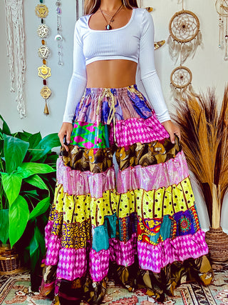 PATCHWORK TIERED PANTS (REGULAR)