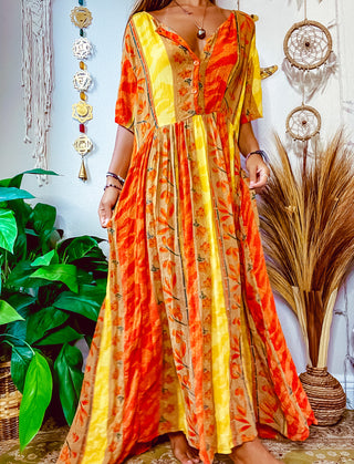SUNSET FLORAL PATCHWORK DRESS