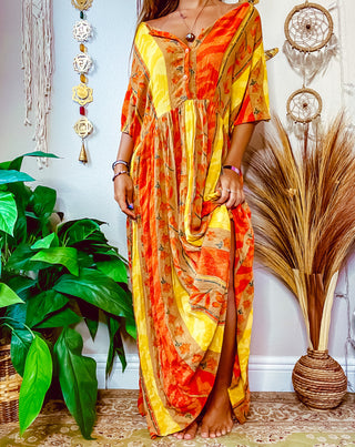 SUNSET FLORAL PATCHWORK DRESS