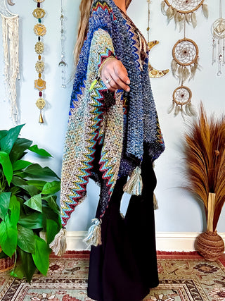 MADISON CROCHET SHAWL - BLUE
