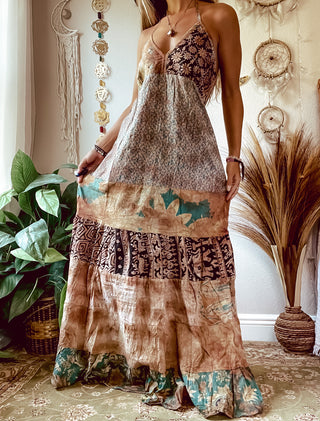 TIERED PATCHWORK DRESS