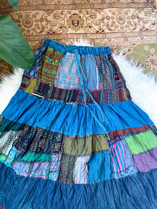 WOODLAND PATCHWORK SKIRT - COOL TONED