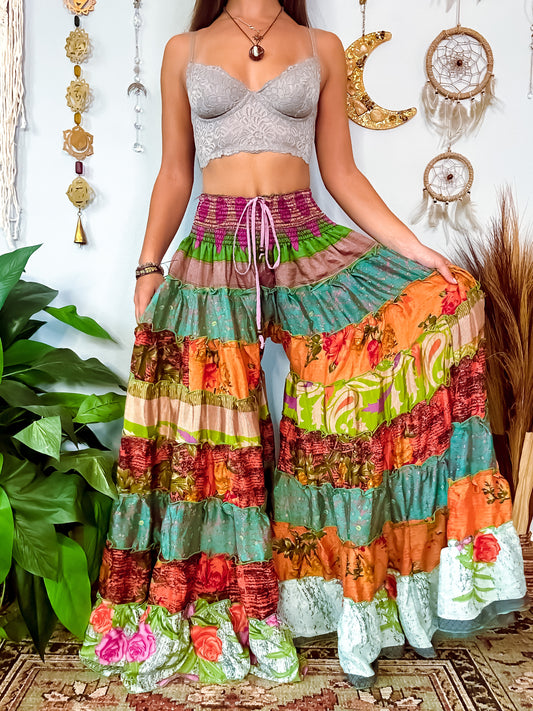 PATCHWORK TIERED PANTS
