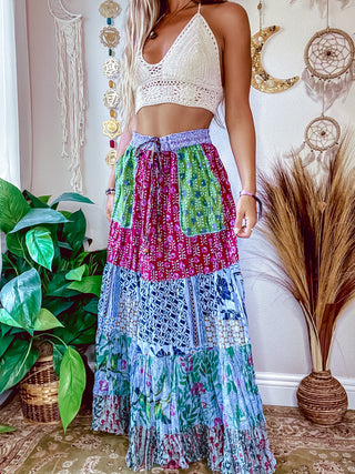 ELEANOR PATCHED TIERED SKIRT
