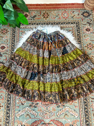 PATCHWORK TIERED SKIRT