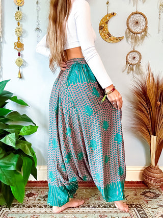 SILK DROP CROTCH HAREM TROUSERS