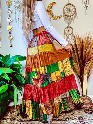 WOODLAND PATCHWORK SKIRT - WARM TONED