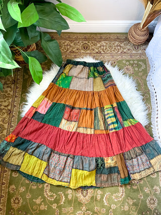 WOODLAND PATCHWORK SKIRT - WARM TONED