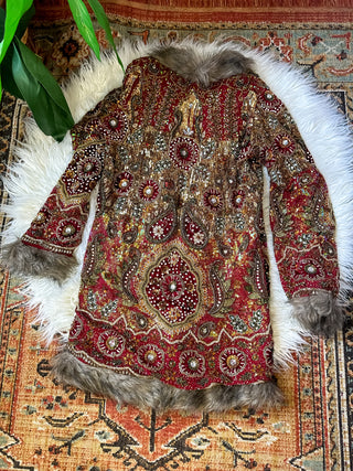 OOAK FAUX FUR TRIM COAT