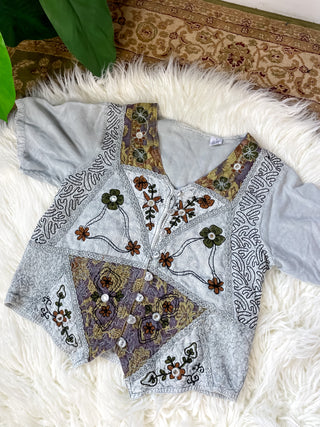 EMBROIDERED TIE BACK TOP