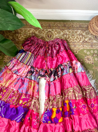 PATCHWORK TIERED PANTS