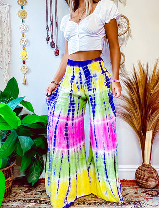 STELLA WIDE LEG PANTS • YELLOW • PURPLE • PINK • GREEN