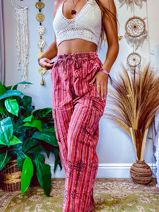MELODIE STRAIGHT LEG TROUSERS - RED