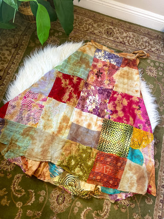 PATCHWORK WRAP SKIRT