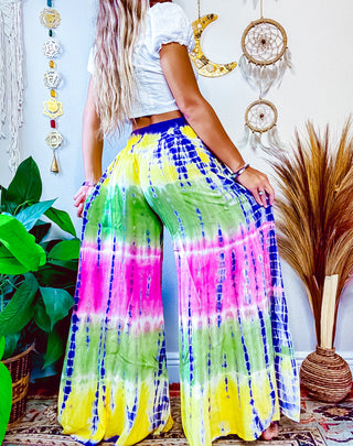 STELLA WIDE LEG PANTS • YELLOW • PURPLE • PINK • GREEN