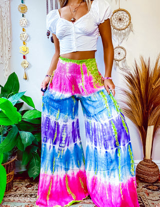 STELLA WIDE LEG PANTS • GREEN • PINK • BLUE • PURPLE