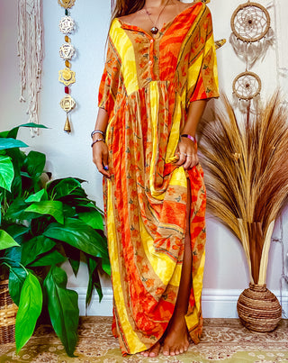 SUNSET FLORAL PATCHWORK DRESS