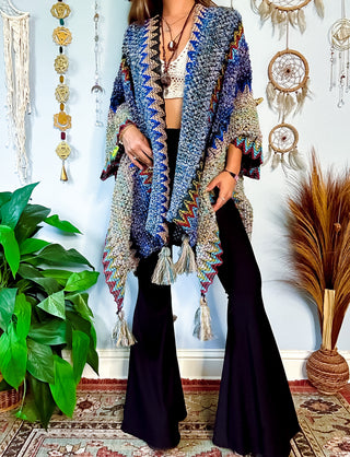 MADISON CROCHET SHAWL - BLUE