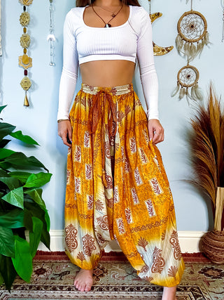 SILK DROP CROTCH HAREM TROUSERS
