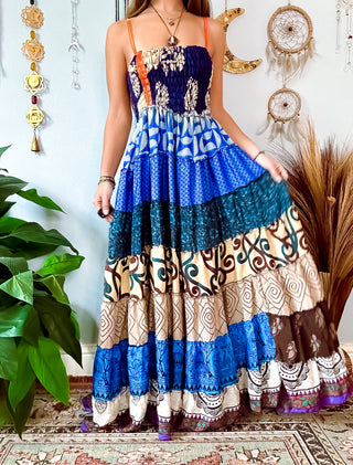 PATCHWORK TIERED DRESS