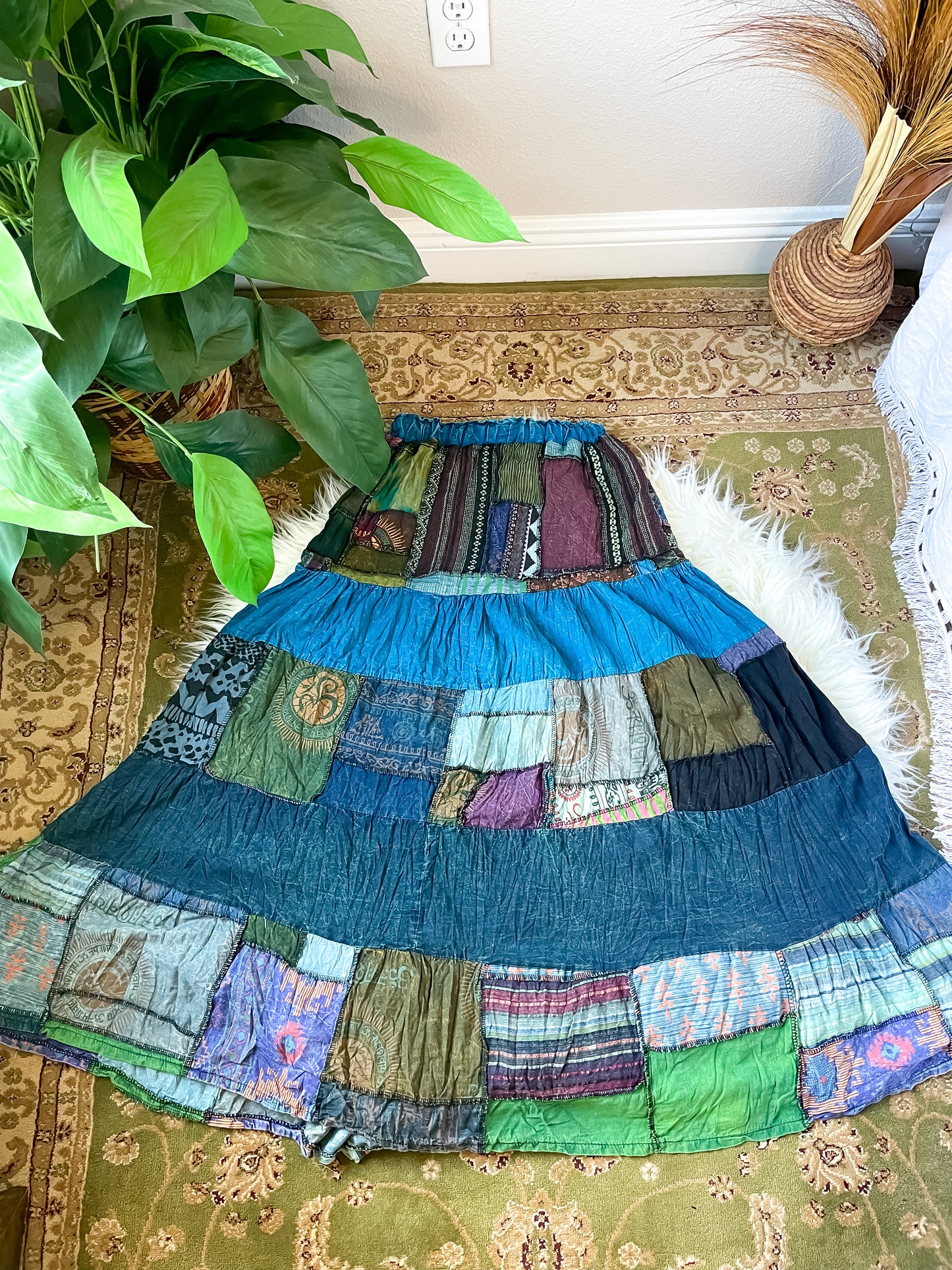 WOODLAND PATCHWORK SKIRT - COOL TONED