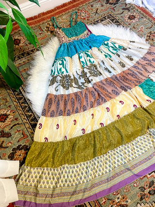 PATCHWORK TIERED DRESS