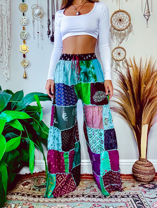DAISY PATCHWORK WIDE LEG TROUSERS