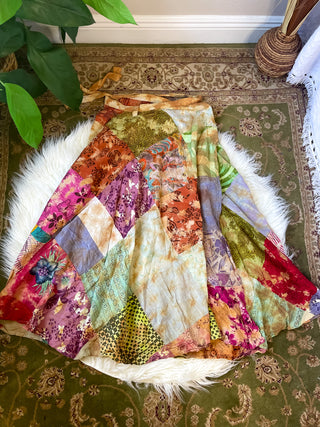 PATCHWORK WRAP SKIRT