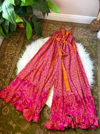 EXTREME WIDE LEG PATCHWORK JUMPSUIT