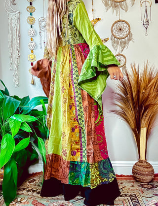 TILY PATCHWORK DUSTER - OLIVE