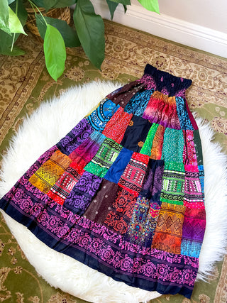 SMOCKED PATCHWORK SKIRT