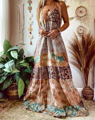 TIERED PATCHWORK DRESS