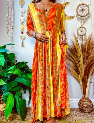 SUNSET FLORAL PATCHWORK DRESS