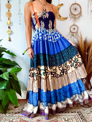 PATCHWORK TIERED DRESS