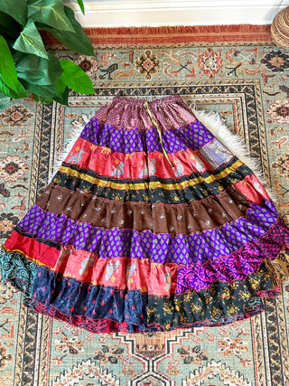 PATCHWORK TIERED SKIRT