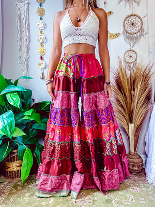 PATCHWORK TIERED PANTS